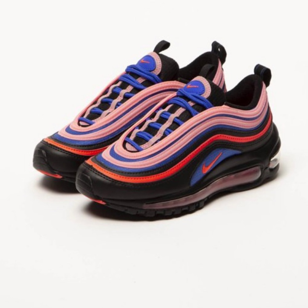 Nike Air Max 97 GS Black Flash Crimson Racer Blue Shoes Youth Sz 6.5/Women’s 8